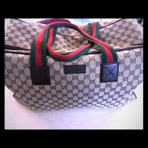 Gucci Tan Monogram Canvas Carry On Duffle Bag